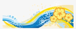 Tropical Swoosh - Flower Wall Mural - Yellow & Blue #1855719