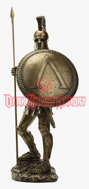 Spartan Warrior With Spear And Hoplite Shield Statue - Grand Way #1856400