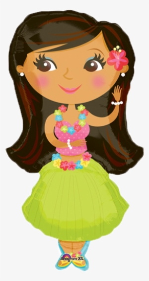 35" Giant Hula Girl Balloon Hawaiian Luau Lei Balloons - Luau Girl Clip Art #1856669