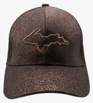 Hat - "u - P - Silhouette" Women's Bronze Glitter Ponytail - Baseball Cap #1857674