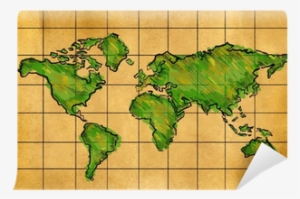 World Map Sketch Watercolor On Old Paper Wall Mural - Watercolor Painting #1858097