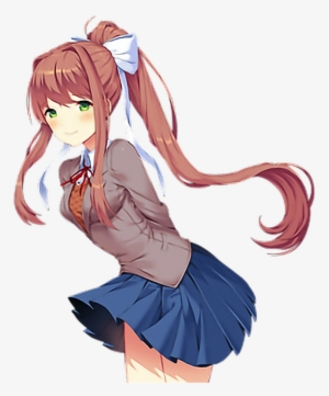 Monika Ddlc Ddlcmonika Cute Anime Brownhair Ponytail - Monika Doki Doki Png #1858242