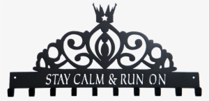 Disney Princess Tiara Stay Calm Run On Black 10 Hook - Gender Reveal Girl #1861411