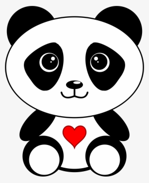 Panda With A Heart Picture Free Library - Dibujos De Oso Panda - Free ...