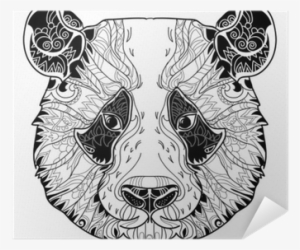Panda Head Doodle On White Background - Panda Zentangle #1865689