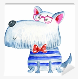 Watercolor Puppy Dog Illustration Wall Mural • Pixers® - Dog #1866579