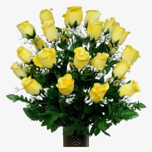 Md1059 Yellow Rose With Babys Breath3 - Ruby's Silk Flowers Two Tone Yellow Rose Artificial #1868584