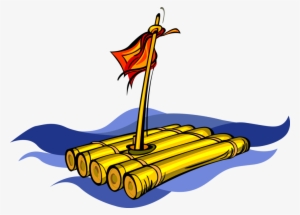 Vector Illustration Of Shipwrecked Castaway Homemade - Плот Png #1869554