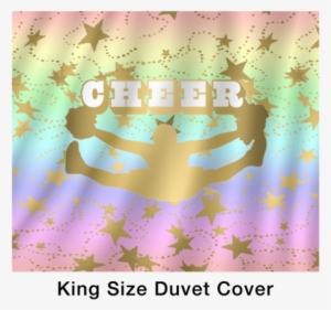 Cheer Silhouette With Stars In Gold And Rainbow Gradient - Graphic Design #1873198