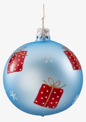 Christmas Bauble Light-blue, Matt With Presents, 7 - Christmas Ornament #1873961