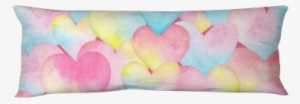 Watercolor Background With Hearts In Pastel Tender - Cushion #1874258