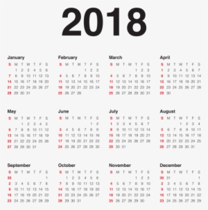Blank Calendar 2018, Monthly Calendars, Free Printable - 2018 Calendar Transparent #1876609