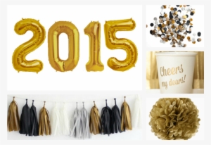 A Simple Time To Party, Of Course, At Home - Gold And Black New Year Party Decor #1877168