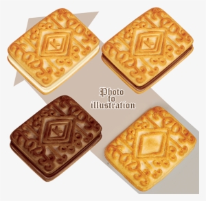 Illustration Of Sandvich Biscuits With Cream - Royal Icing #1882986