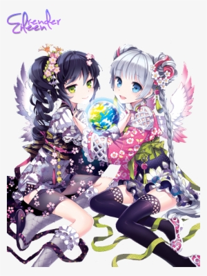 Anime Two Girls Nardack Render By Eileenchin-d7rasyz - Two Anime Girl Png #1883356