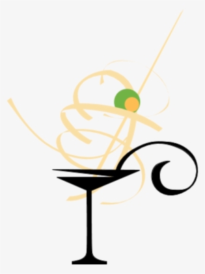 Martini Drink In A Fancy Glass With Olive - Martini Glass Clip Art #1883731