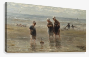 Children Playing On The Beach Canvas Print - Children Playing On The Beach #1884174