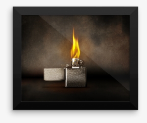 Open Lighter With Flames On Gray Background Keychain #1886443