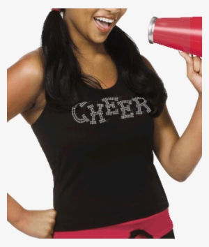 Rhinestone Cheer Black Racer Back Tank Top - Cheerleading #1887763