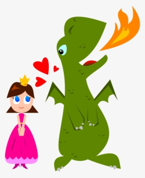 Princess And Dragon Clipart Amp Princess And Dragon - Cartoon Dragon And Princess #1894014