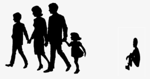 Black - Family Walking Silhouette Png #1895070