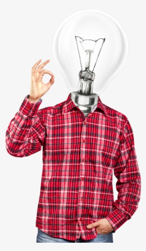 Man With Idea Light Bulb Head Concept - Bulb Head Png #1896627