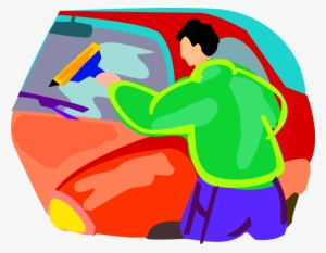 Vector Illustration Of Window Washer Washing Automobile - Fond Du Lac Police #1897156