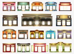 Abstract Store House Fronts Shop Window Door 555px - Store Fronts Clipart #1897306