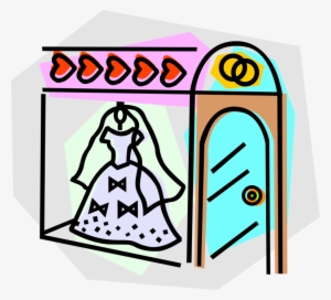 Vector Illustration Of Bride's Wedding Dress Hangs #1897601