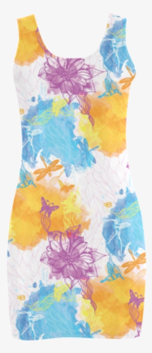 Vibrant Flower Watercolor Medea Vest Dress - Active Tank #190446