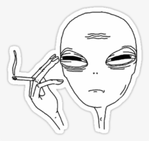 Drawn Alien Abstract - Transparent Alien Smoking #191021