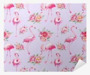 Watercolor Flamingo And Flowers Seamless Pattern - Wallpaper #195821