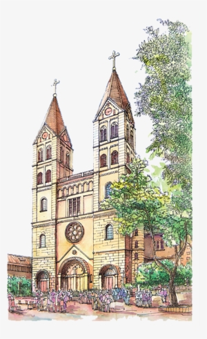 Catholic Drawing Parish Church - Watercolor Church Png #196649