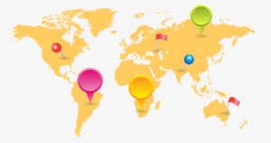 Transparent Png World Map With Mark Pins Free Vector - World Map #197360 Transparent Png World Map With Mark Pins Free Vector - World Map #197360