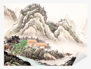 Chinese Landscape Watercolor Painting Sticker • Pixers® - Watercolor Painting #197799