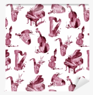 Decorative Watercolor Splash Music Seamless Pattern - ジャズピアノはじめよう! 自由現代社 #199297