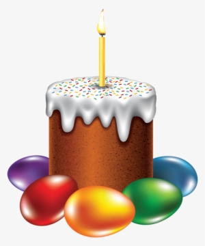Easter Bread With Eggs And Candle Png Clipart Picture - Easter Cake Clip Art #199733