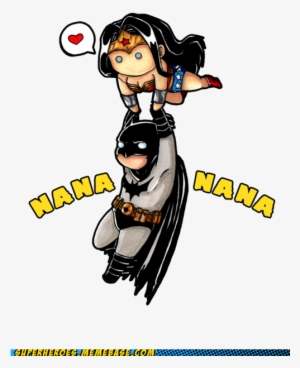 Wonder Woman And Batman <3 These Little Cartoons Are - Wonder Woman Carrying Batman #1901428