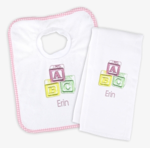 Personalized Bib And Burp Cloth Set With Abc Pastel - Textile #1902571