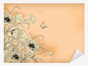 Watercolor Pencil Drawing Flowers Butterfly Pixerstick - Motif #1903850