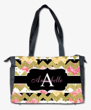Chic Gold Chevron Monogram Diaper Bag Customizable - Peach Floral Monogram Beach Towel #1906475