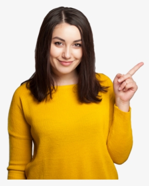 Lady Pointing Canvas - Png Girl Pointing Hands #1910918