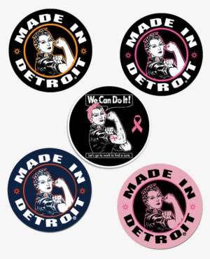 Rosie The Riveter 4" Stickers - Made In Detroit #1911394