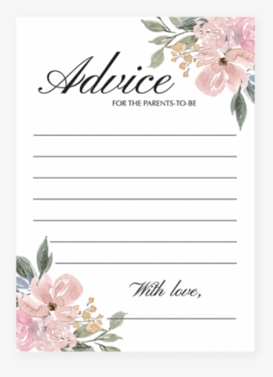 Neutral Baby Shower Game Advice For The Parents To - Baby Shower Advice Cards With Flowers #1913075
