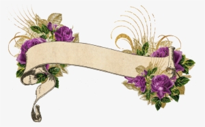 Purple And Gold Vintage - Watercolor Floral Banner Png #1915474