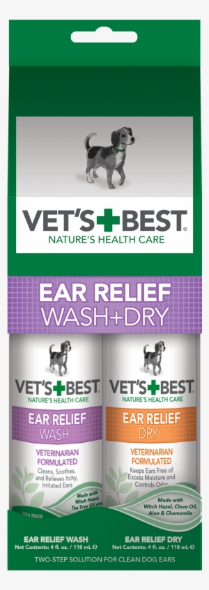 Vet's Best Dog Ear Cleaner Kit, Ear Relief Wash & Dry - Vet's Best Allergy Itch Relief Dog Shampoo, 16 Oz #1920020