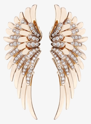 Angel Earrings In 18k Rose Gold Set With 116 Diamonds - Wing Earring In Png #1922529