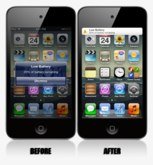 Lowpowerbanner Replaces Low Battery Alerts With Notification - Apple Ipod Touch 16gb Black (4th Generation) (certified #1922892