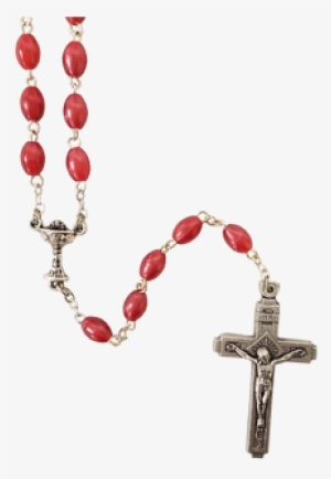 First Communion Rosary Oval Fuschia Pink Beads Chalice - Bead #1924191