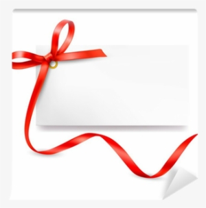 Card With Red Gift Bow With Ribbons - Gift #1924716